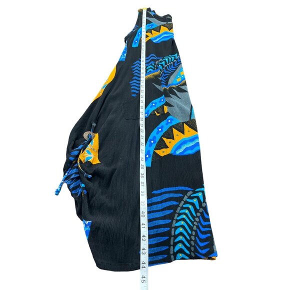 Vasna Sleeveless Dress Size M Abstract Pattern Art to Wear Rayon Black Blue - Picture 6 of 7